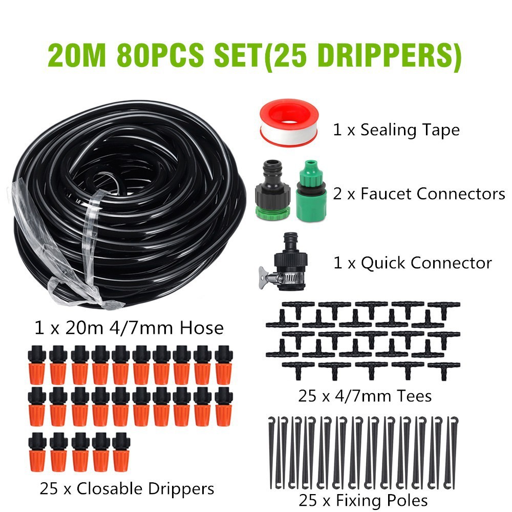 20 Meters DIY Garden Micro Drip Irrigation Systems Automatic Plants ...