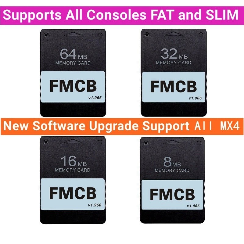 New PS2 FMCB Card FMCB v1.966 8M 16M 32M 64MB Memory Card Supports All ...