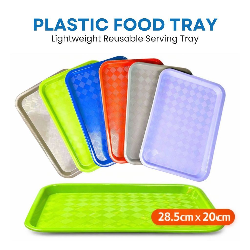 Hodeso Plastic Food Tray Fast Food Serving Tray Rectangular Plastic ...
