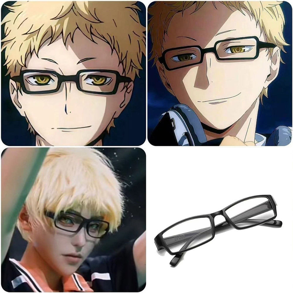 Haikyuu!! Tsukishima Kei Anime Cosplay Glasses Square Frame Black Color