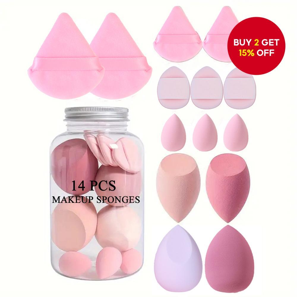14 Pieces Makeup Sponge Set With Storage Box, Soft Beauty Sponge Puff ...