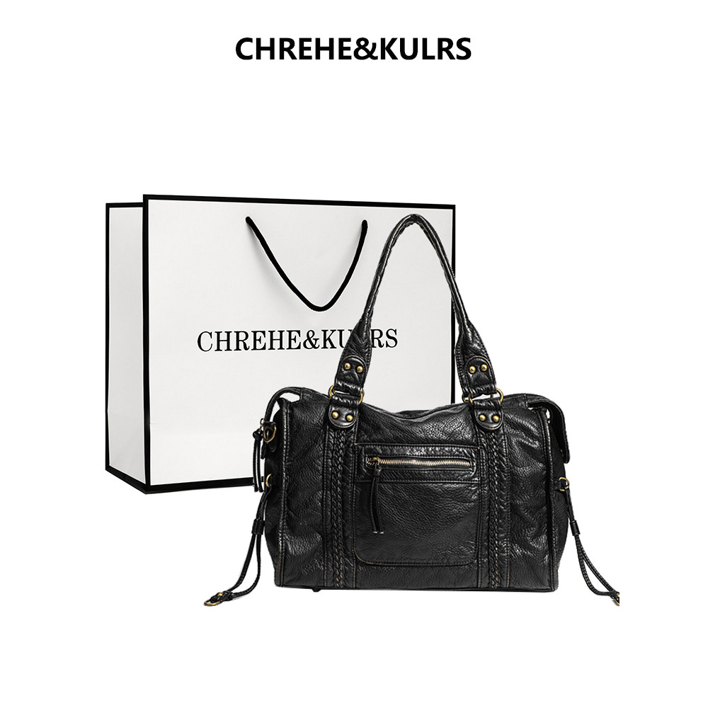 CHREHE & KULRS French Retro Motorcycle Bag Tote Bag 2026 Spring Summer ...