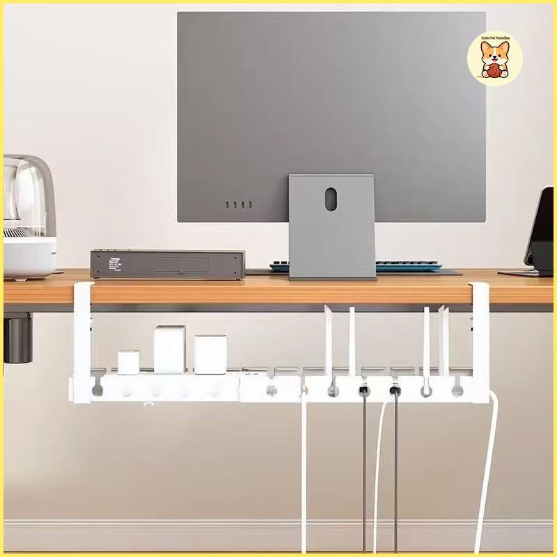 Adjustable Under-Table Cable Management Tray, No-Drill Wire Organizer ...