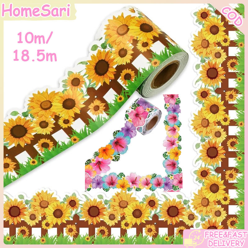 HomeSari 18.5m Bulletin Board Borders Flower Border Trim Wall Decals ...