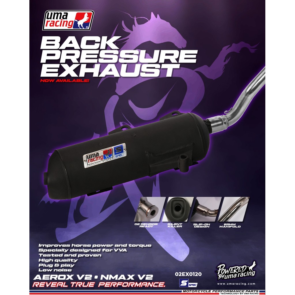 UMA Racing Back Pressure Exhaust Pipe Stainless Steel for Yamaha AEROX ...