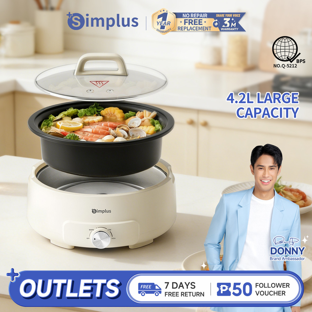Simplus Electric Cooker Hot Pot Nonstick Pot with Dual Power Control ...