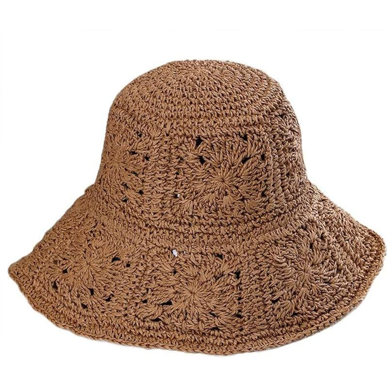 Women Straw Sun Hat Floral Woven Crochet Bucket Hat Y2k  display picture 1