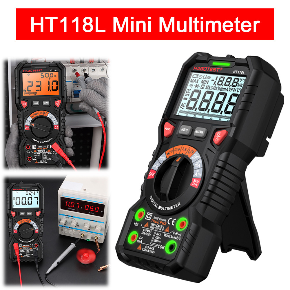 ღ Digital Multimeter 6000 Counts True RMS NCV HZ Ohm Capacitance Meter ...