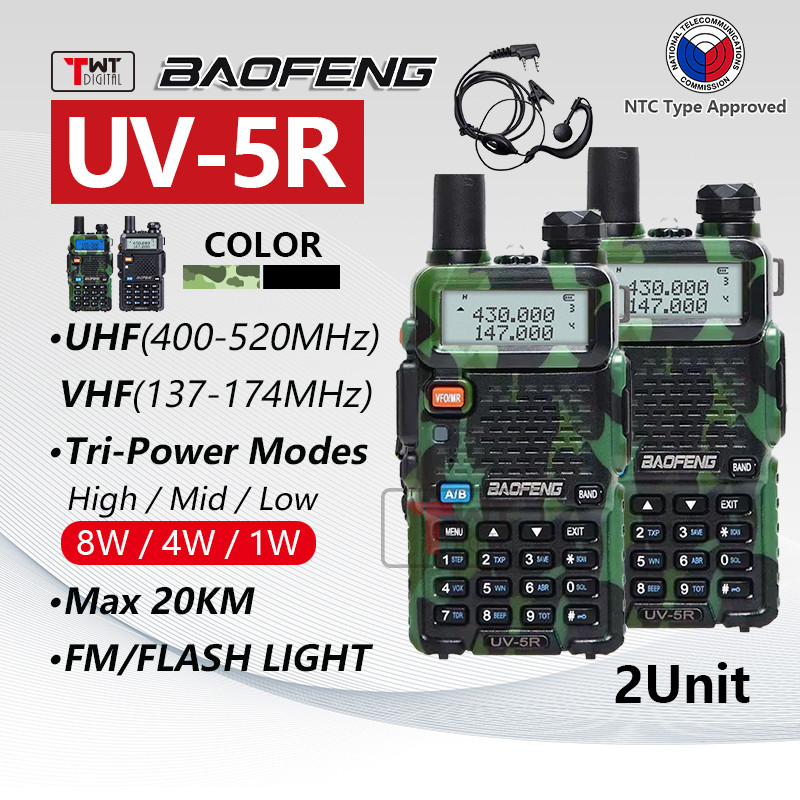 Baofeng UV-5R Two-Way Radio Pair