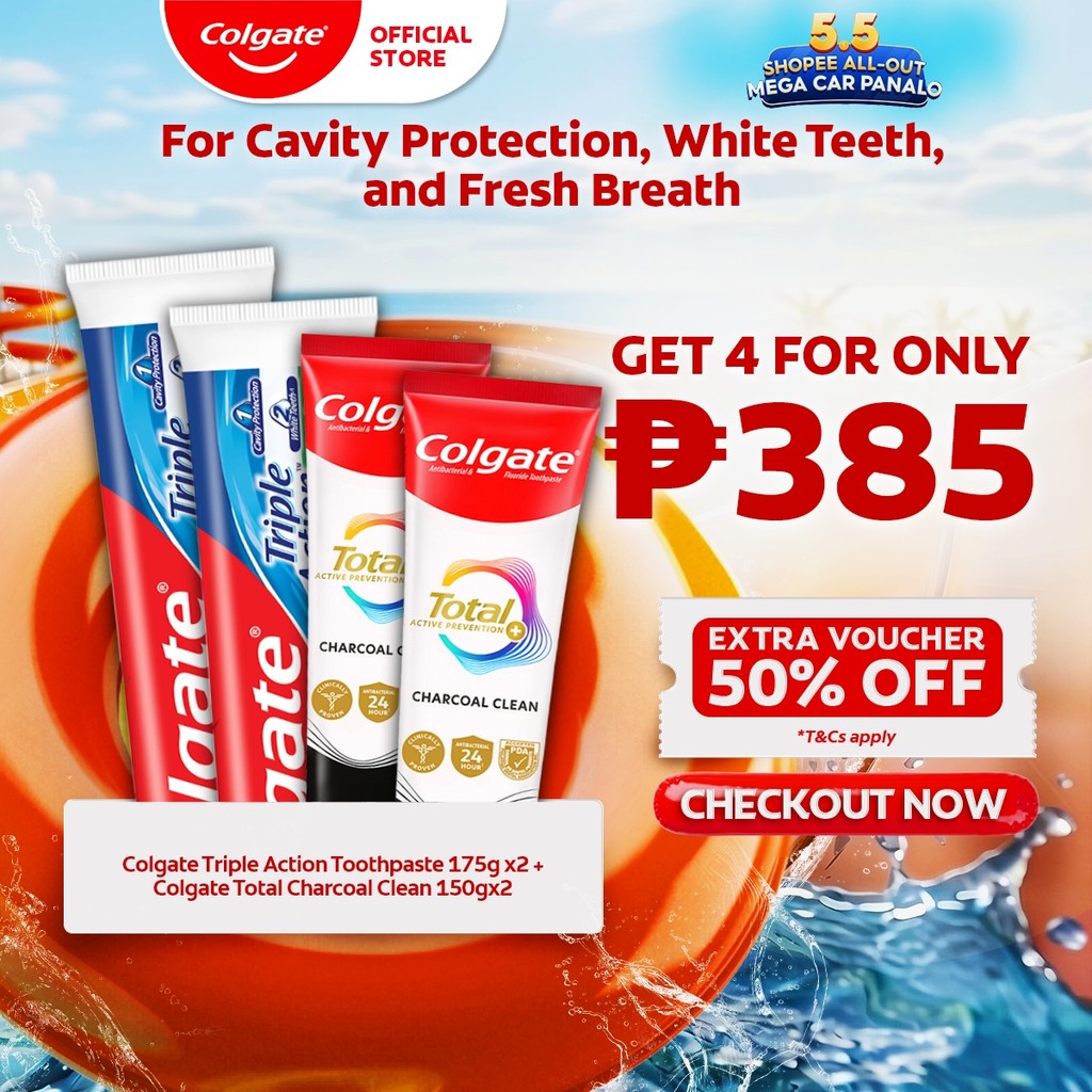 Colgate Triple Action Toothpaste 175g x2 + Colgate Total x2 | Shopee ...