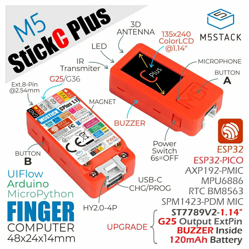 M5 StickC PLUS ESP32 IoT Development Board New Graphic Programming Kit ...