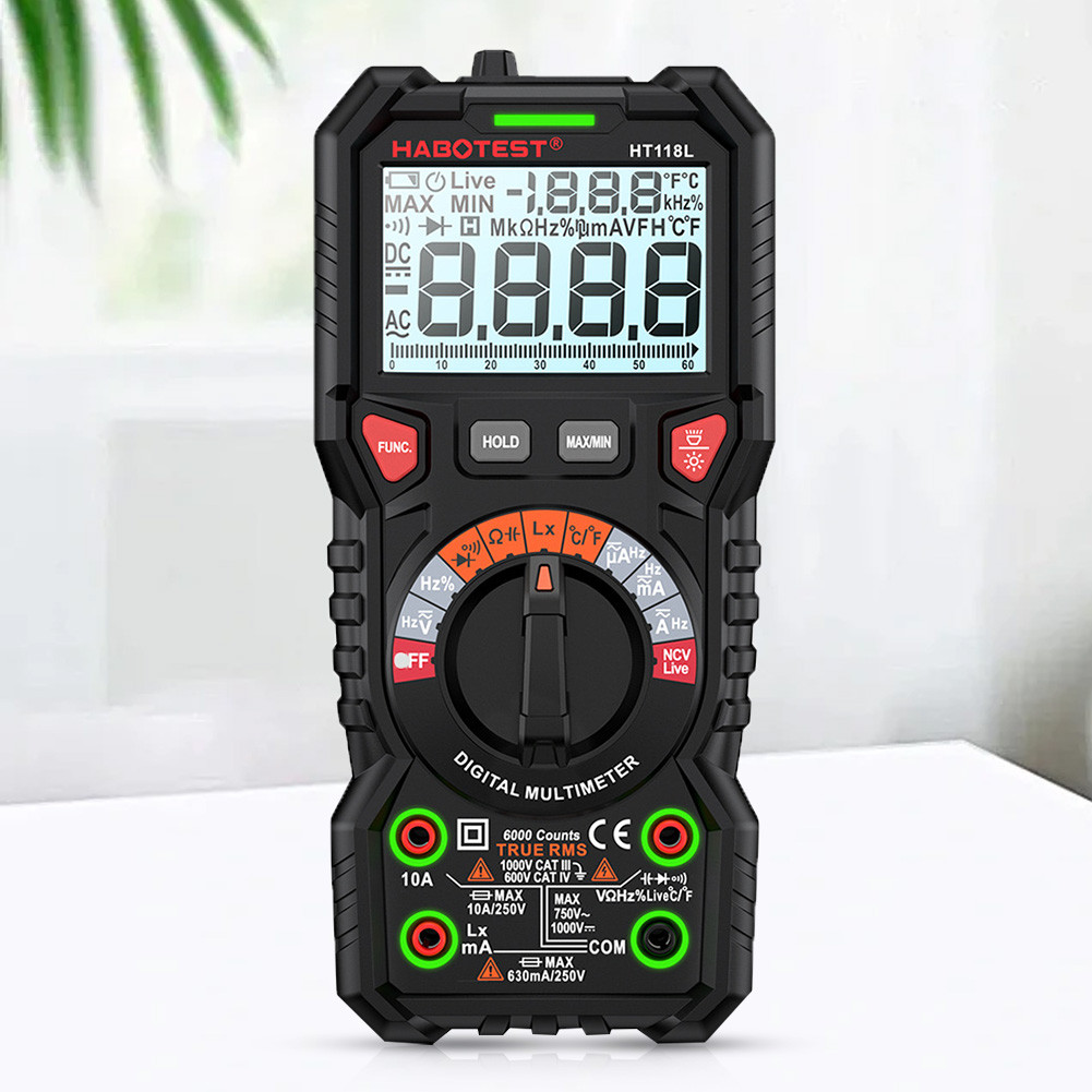 ღ Digital Multimeter 6000 Counts True RMS NCV HZ Ohm Capacitance Meter ...