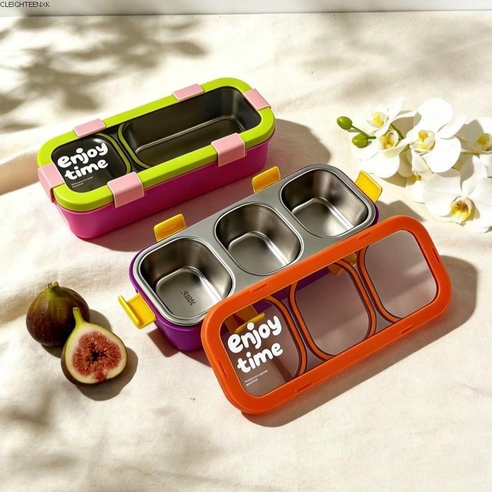CLEIGHTEEN8H Stainless Steel Lunch Box, Rectangular Shape Divided ...