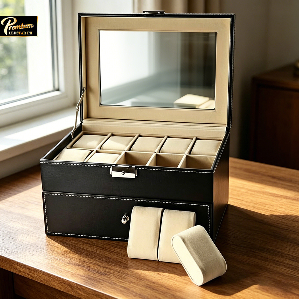 Watch Storage Organizer Case PVC Leather Jewelry Display Box | Shopee ...