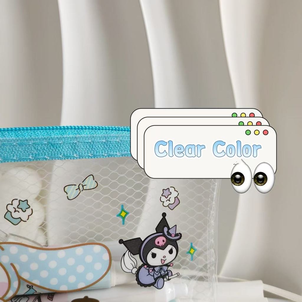 Cartoon Pencil Case Waterproof Stationary Mesh Pen Bag Transparent ...