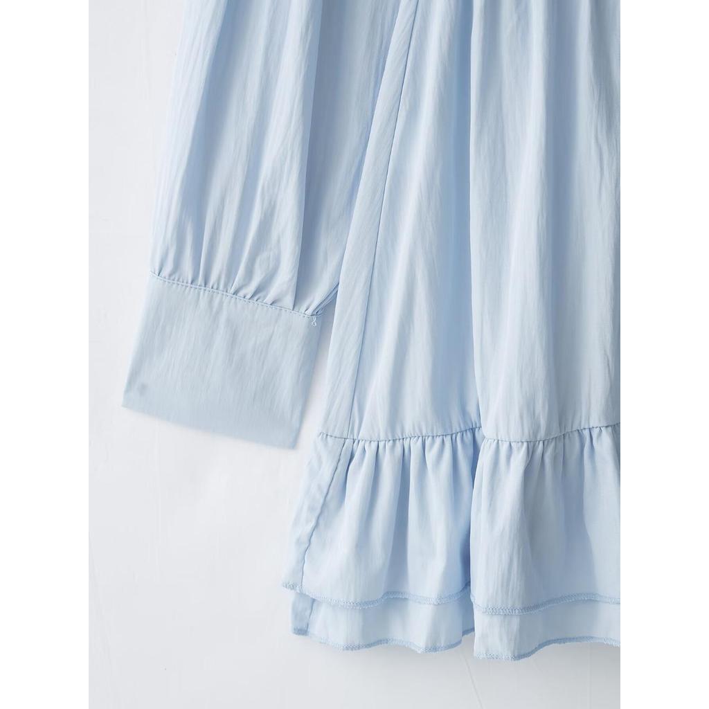 EBINL Ruffles Dress, Asymmetric Solid Color Cascading Ruffles Mini ...