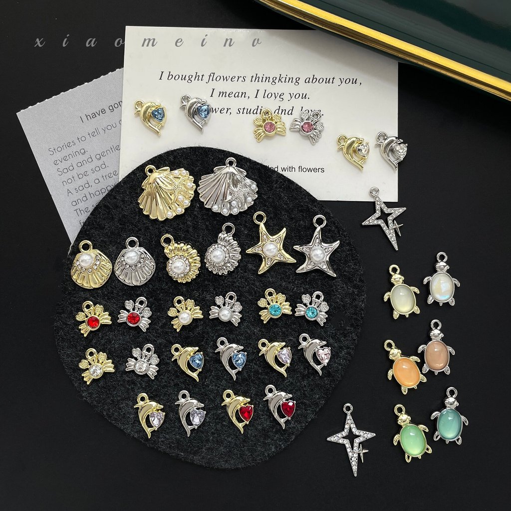 Alloy Inlaid Zirconium Shell Beads Ocean Series Pendant Crab Shell ...