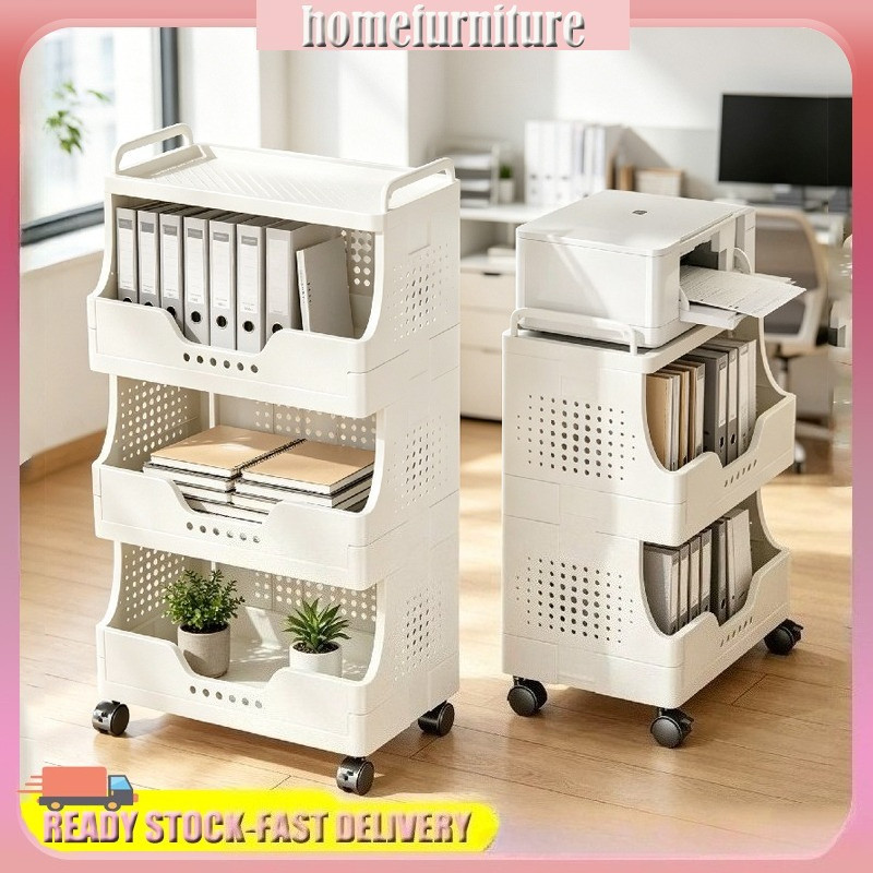 Modern Foldable Storage Rack Wheel Office File Manager Home Snack Cart ...
