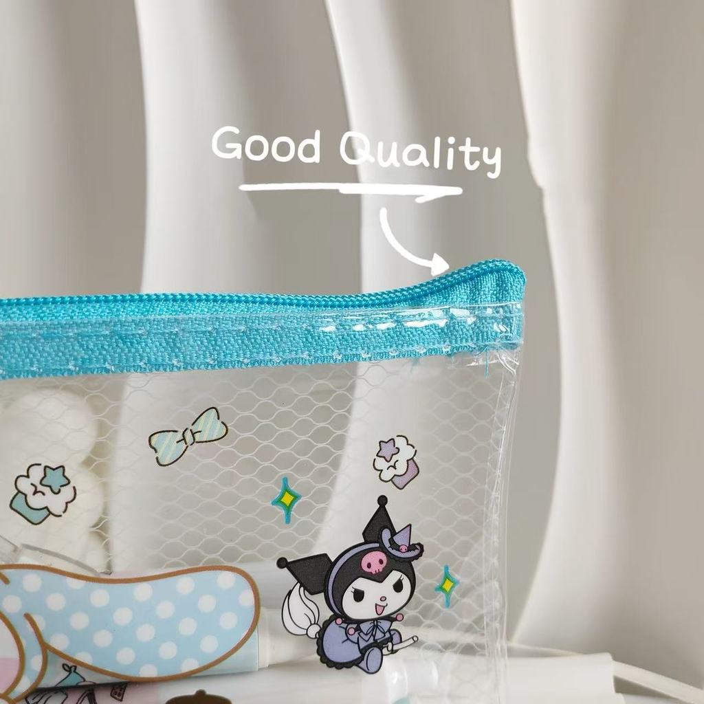 Cartoon Pencil Case Waterproof Stationary Mesh Pen Bag Transparent ...
