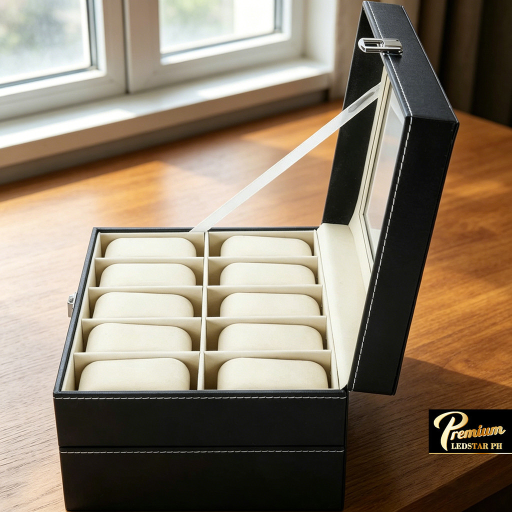 Watch Storage Organizer Case PVC Leather Jewelry Display Box | Shopee ...