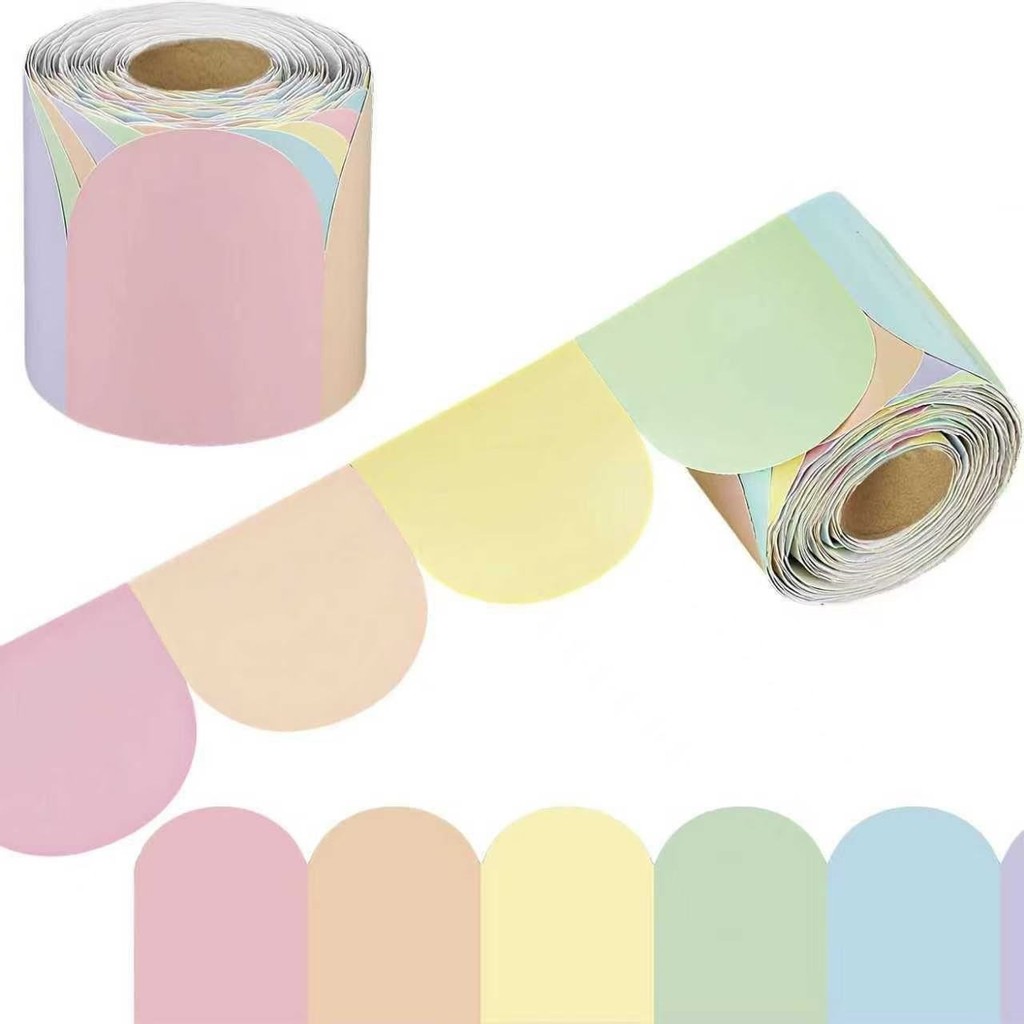 5M Pastel Rainbow Arch Scalloped Border Sticker Self Adhesive for ...