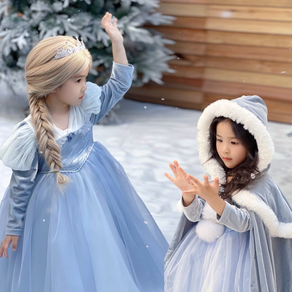 princess polly baby blue dress Elsa Winter Costume for Adult Frozen Elsa Cosplay Dress with Cape –  Mermaidcosplay main image 1
