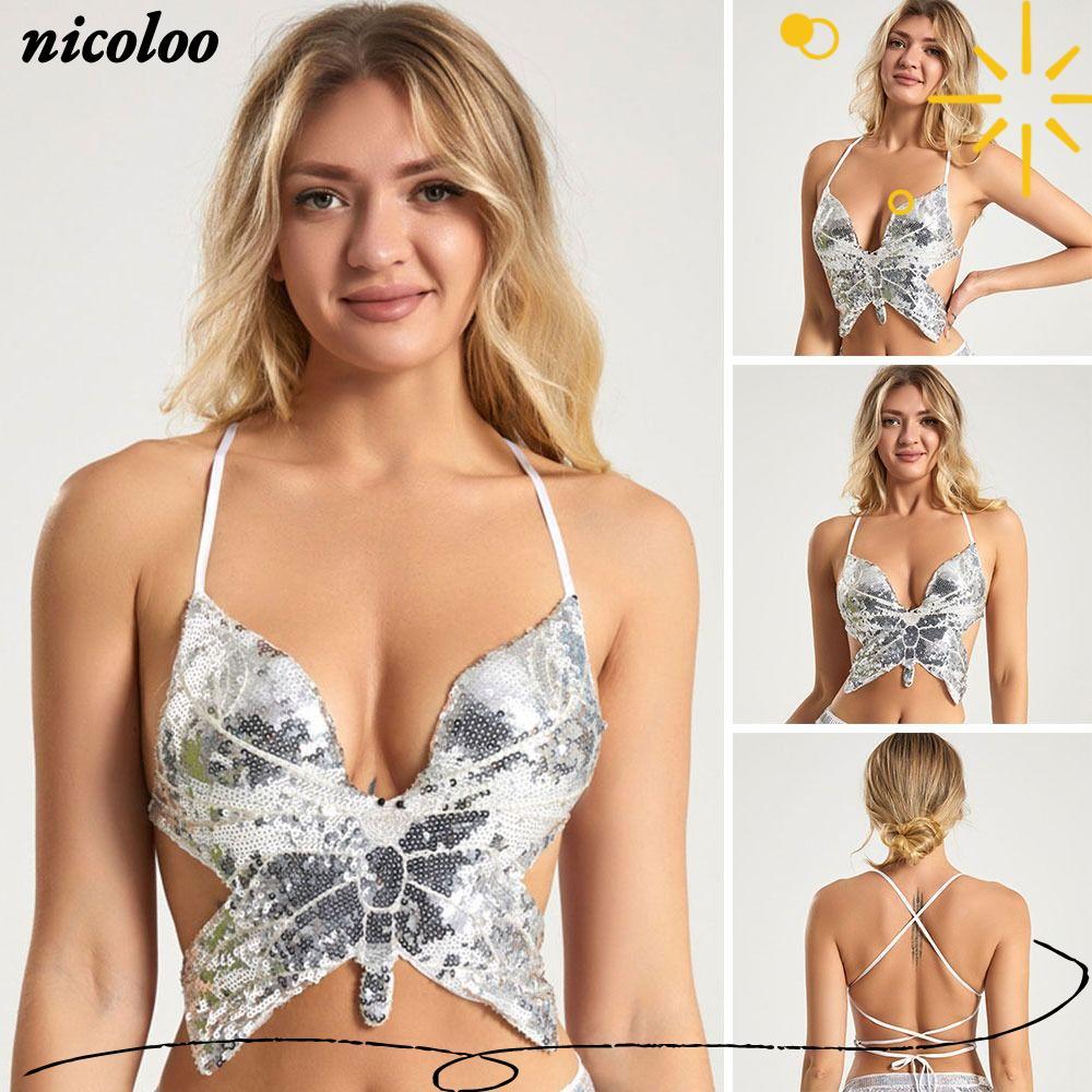 NICOLOO Bandage Butterfly Bra, Sparkly Nightclub Crop Top, For  Thailand/India/Arab Sexy Stage Costume Accessories | Shopee Philippines