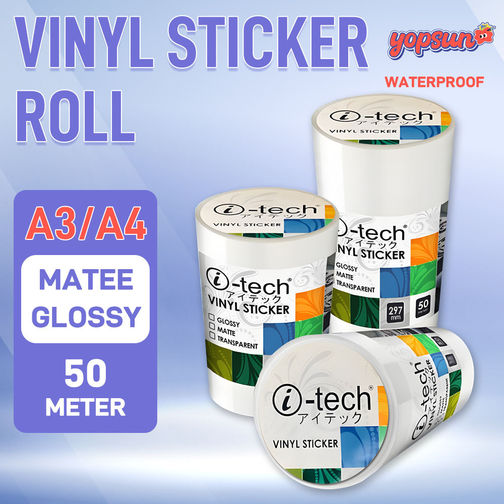 iTech A4 & A3 Waterproof Vinyl Sticker Roll Printable High Quality ...