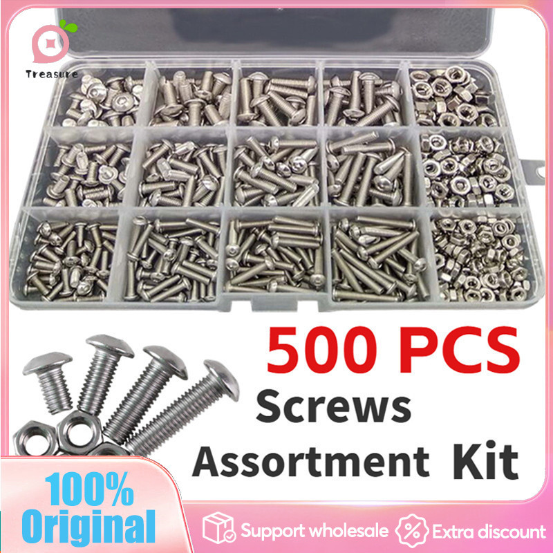 500Pcs M3 M4 M5 Stainless Steel Hex Socket Screw Nuts Bolt Cap Socket ...