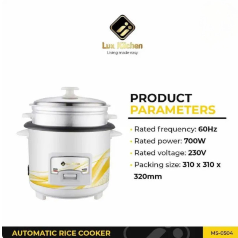 Lux Kiichen Rice Cooker 1.8L With Steamer 700W Automatic Keep Warm ...