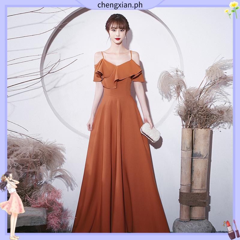 strapless open back dress A-line Halter Orange Long Bridesmaid Dresses Plus Size APD3057 – SheerGirl