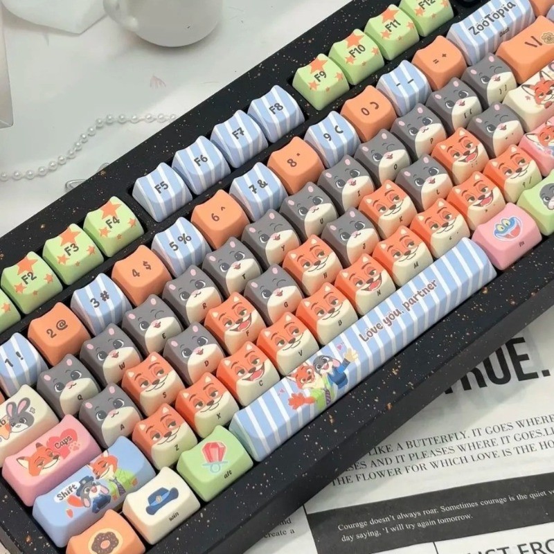 Disney Zootopia Keycaps PBT 130 Keys MAO Profile Mechanical Cute Keycap ...