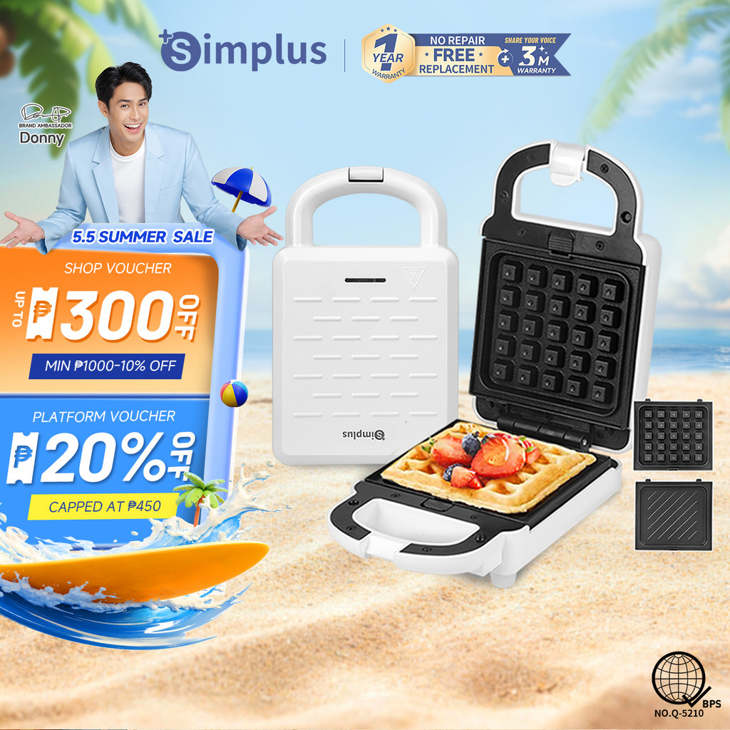 Simplus 2 in 1 Sandwich Maker Donut/Waffle/Sandwich Maker Bread Maker ...