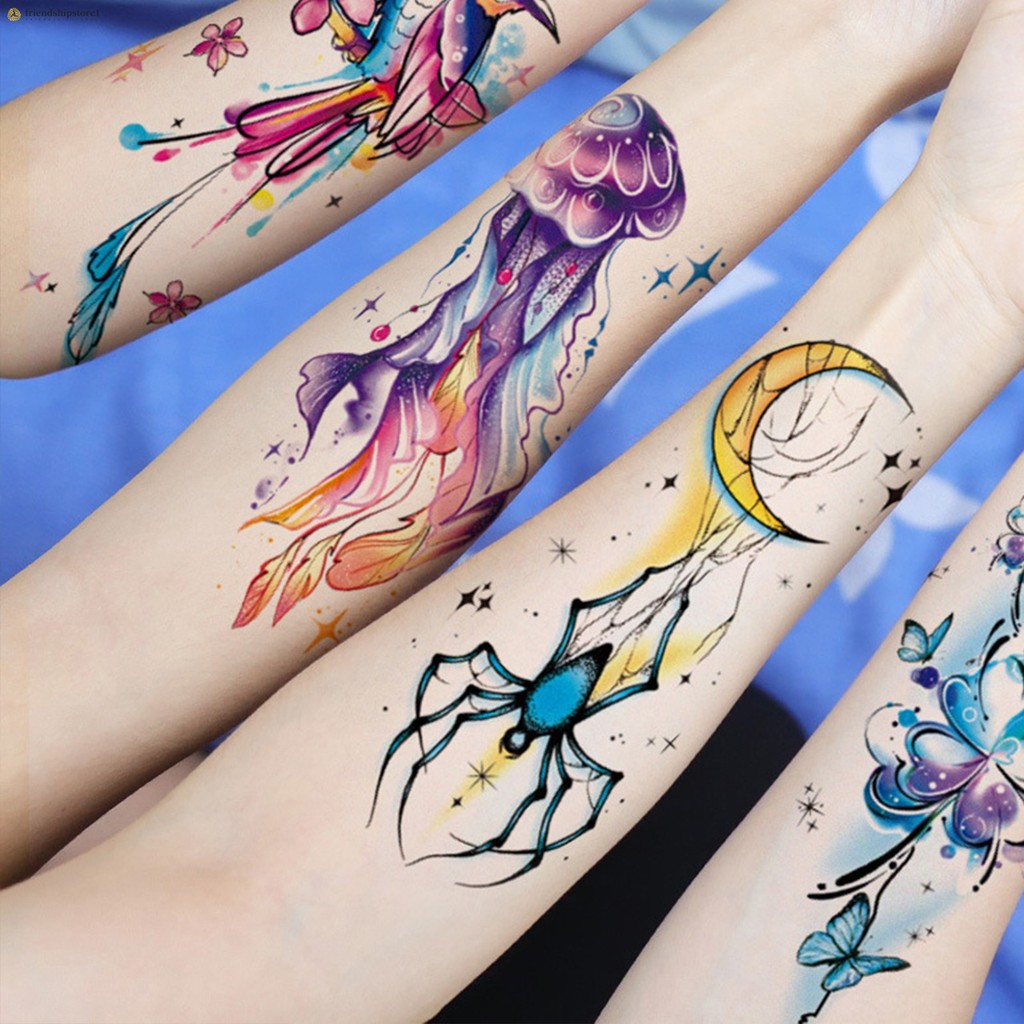 Colorful Pattern Temporary Tattoos Long Lasting Tattoos Stickers Fake ...