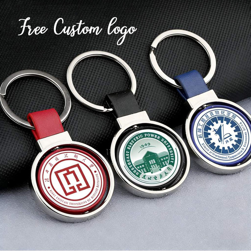 Rotating Metal Keychains Engraving University Emblem Company Logo ...