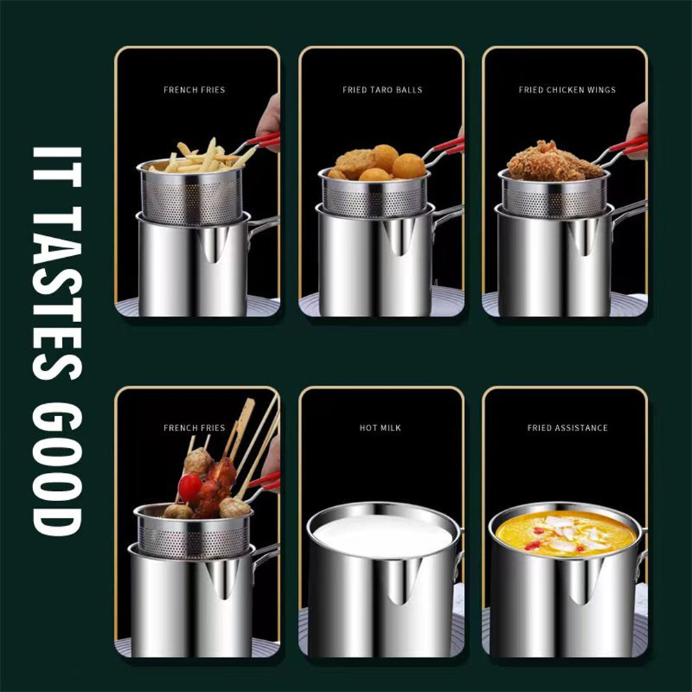 COD⭐ Kitchen Fryer with Strainer & Food Tongs Stainless Steel Tempura ...