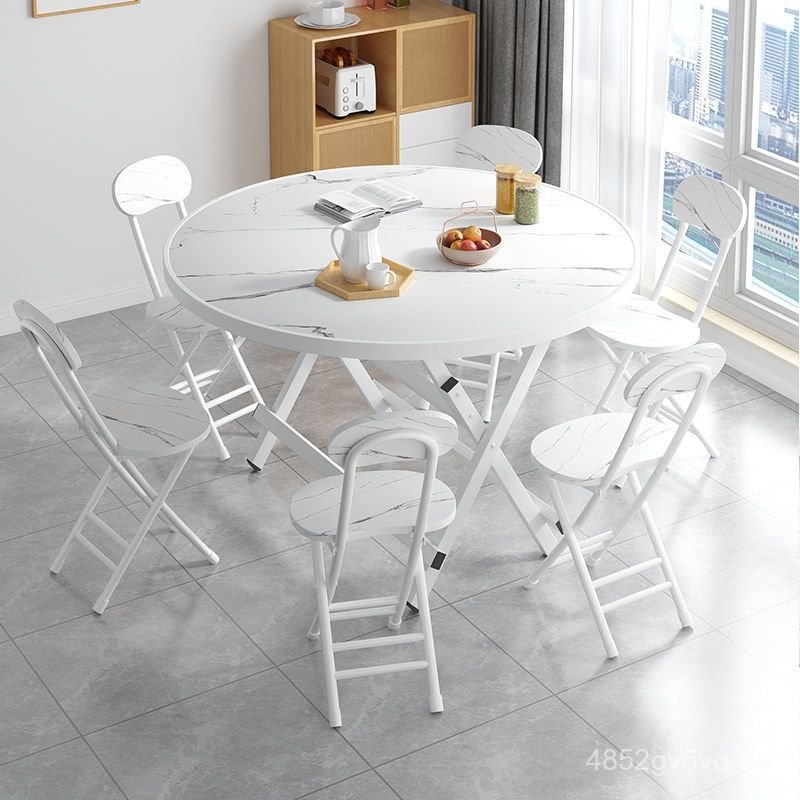 Small Round Table Foldable Small Apartment Dining Table Home Simple ...
