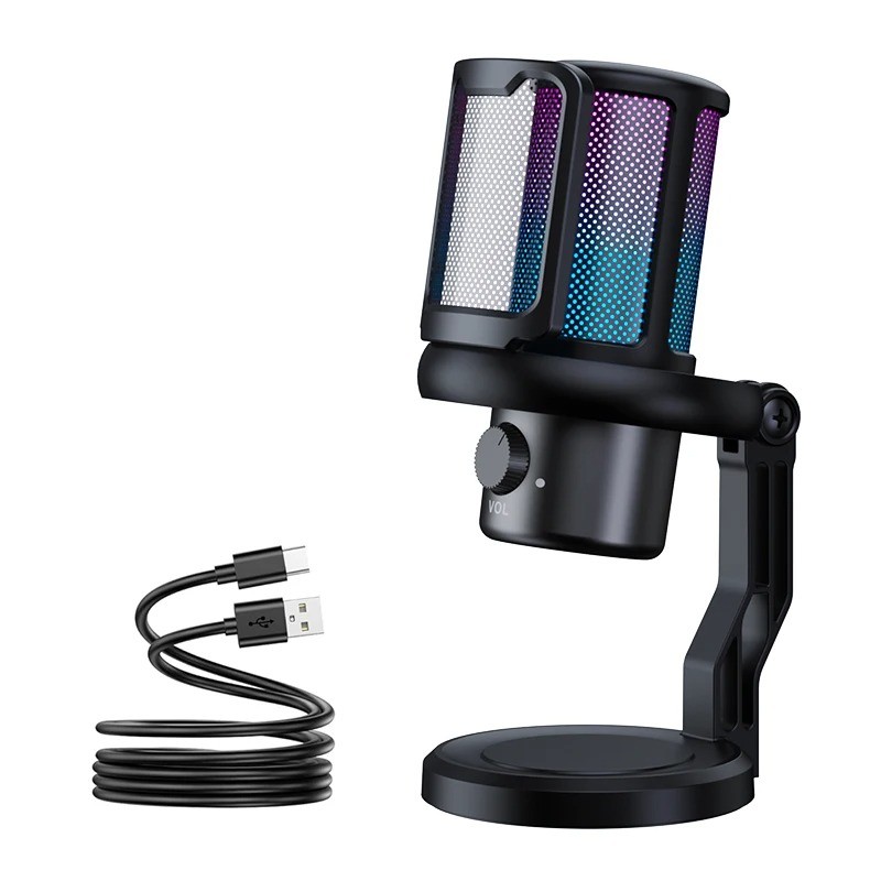 USB Microphone With RGB Control/Headphone Jack/Mute,MIC For PC Gaming ...
