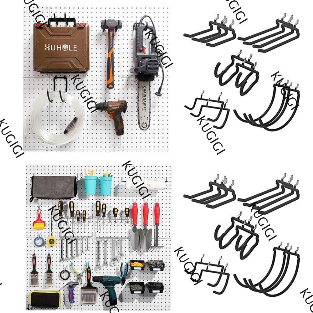 KUGIGI Garage Storage Hooks Steel Utility Pegboard Power Tool Holder ...