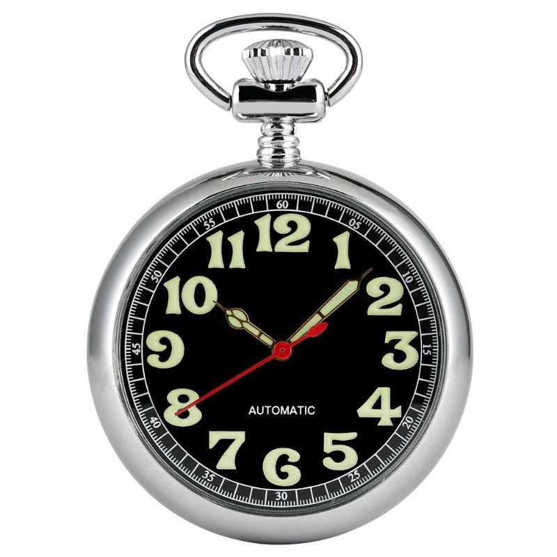 Luminous Numbers Dial Mechanical Automatic Pocket Watch Self Winding ...