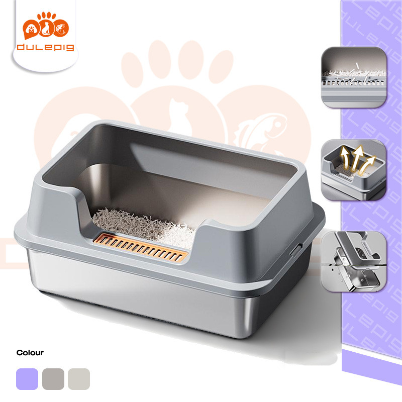 Cat Litter Box Stainless Steel Cat Toilet With Scoop Extra Large Easy ...