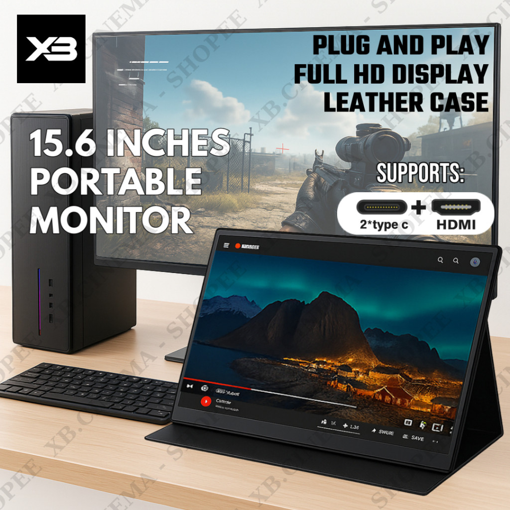 Universal 15.6 inches 1080P LCD Monitor Screen External USB-C HDMI Low ...
