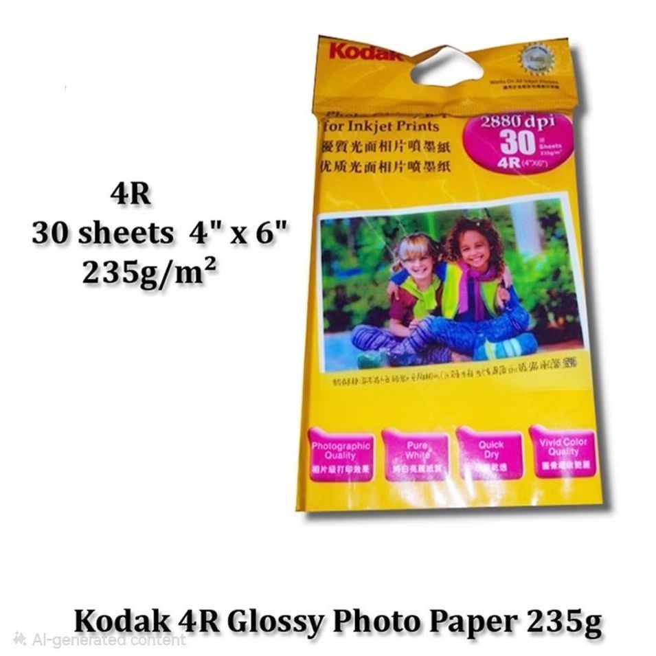 Kodak Inkiet Glossy Photo Paper A4 - 235gsm20sheets/Pack) 4R (30sheets