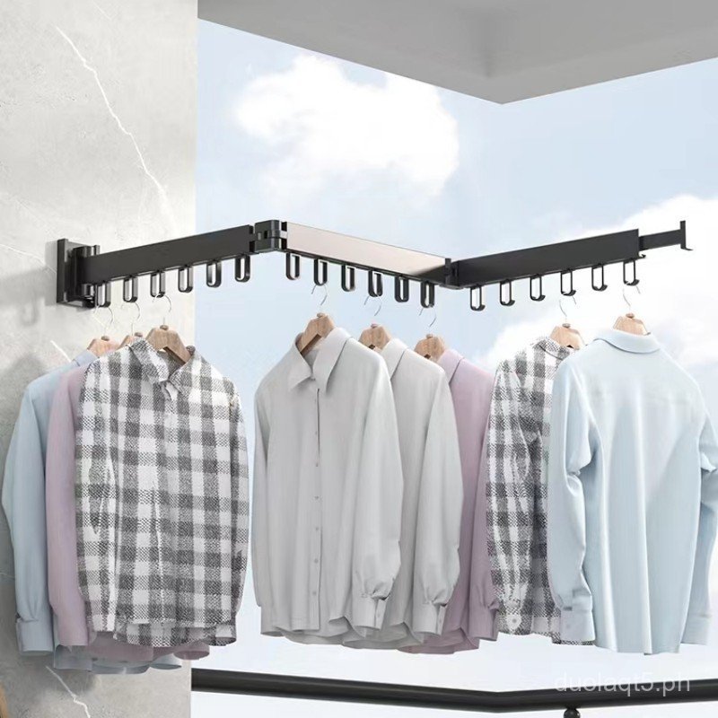 Balcony Folding Clothes Rack Wall-Mounted Invisible Window Sill Outdoor ...