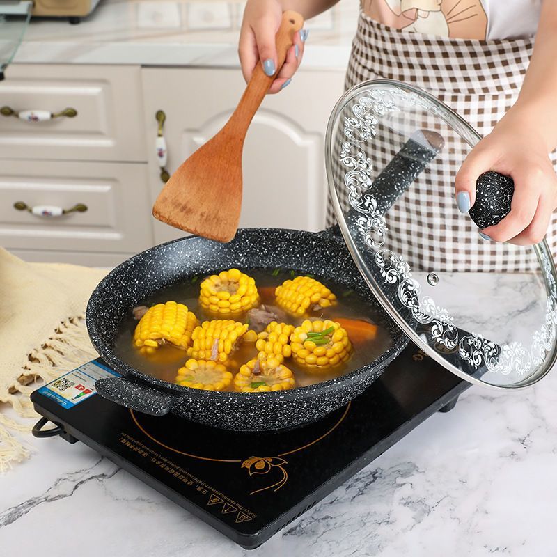 Medical Stone Non-Stick Pan Wok Induction Cooker Wok Less Fume ...