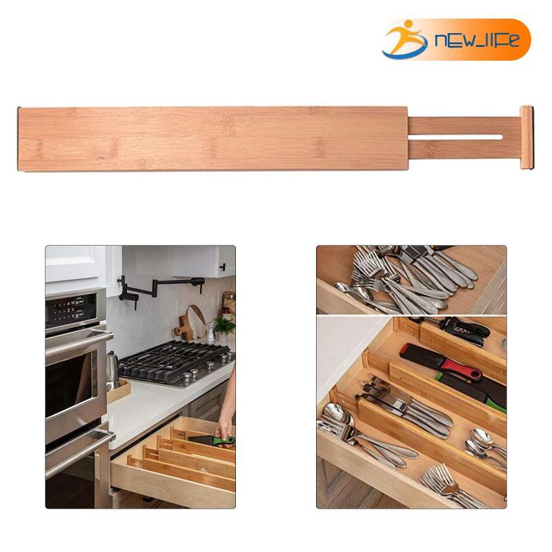 [Shiwaki5] Adjustable Bamboo Drawer Dividers Organizers, Spring Loaded ...