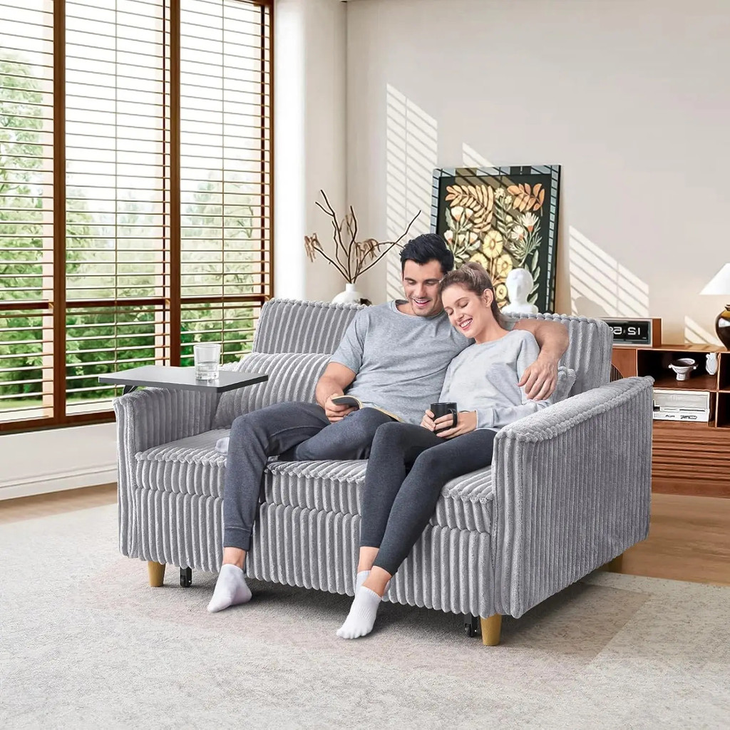 Antetek Convertible Sofa Bed, 3 In 1 Corduroy Fabric Pull Out Sleeper ...