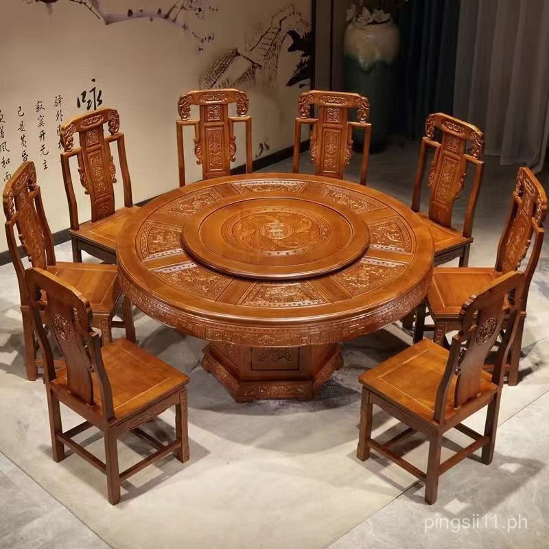 All Solid Wood Dining Table and Chair Set Ming Qing Classical Large ...