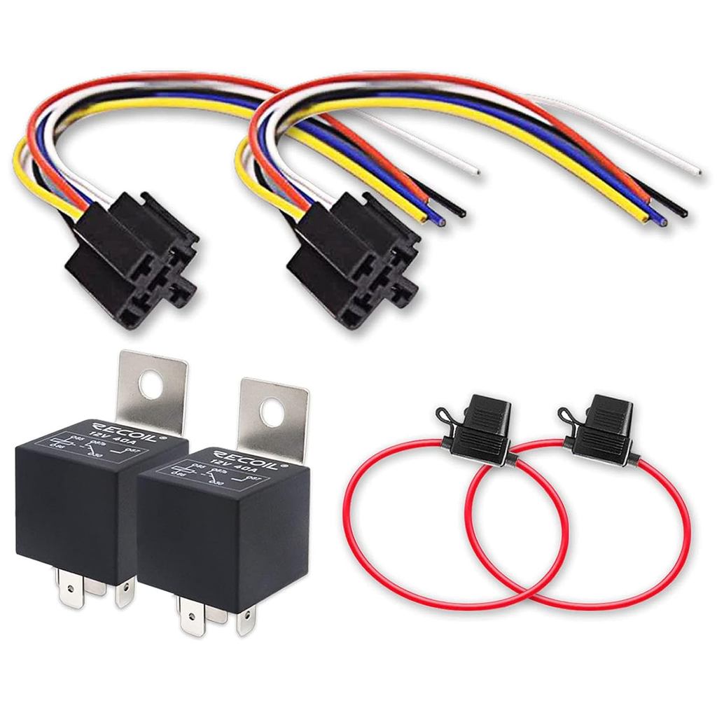 Recoil 2 Pack Automotive 5-Pin 30/40A 12V SPDT Relays with Interlocking ...