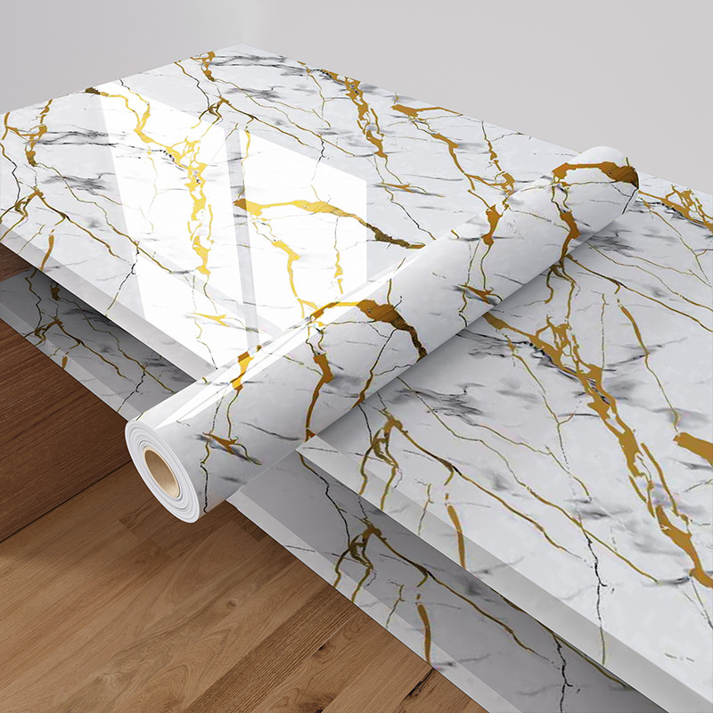 PVC 60cm*10M Marble Kitchen Decorative Wallpaper Sticker Waterproof Oil ...